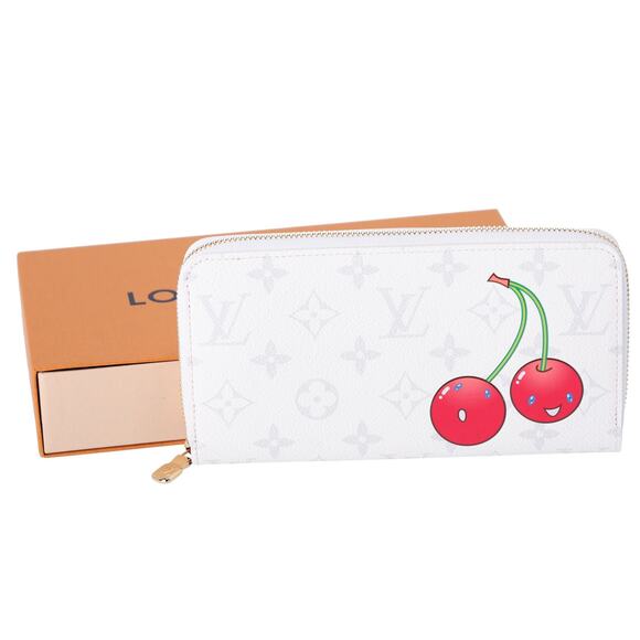 Louis Vuitton x Takashi Murakami Cherry Zippy Wallet White Monogram Limited - Picture 1 of 7